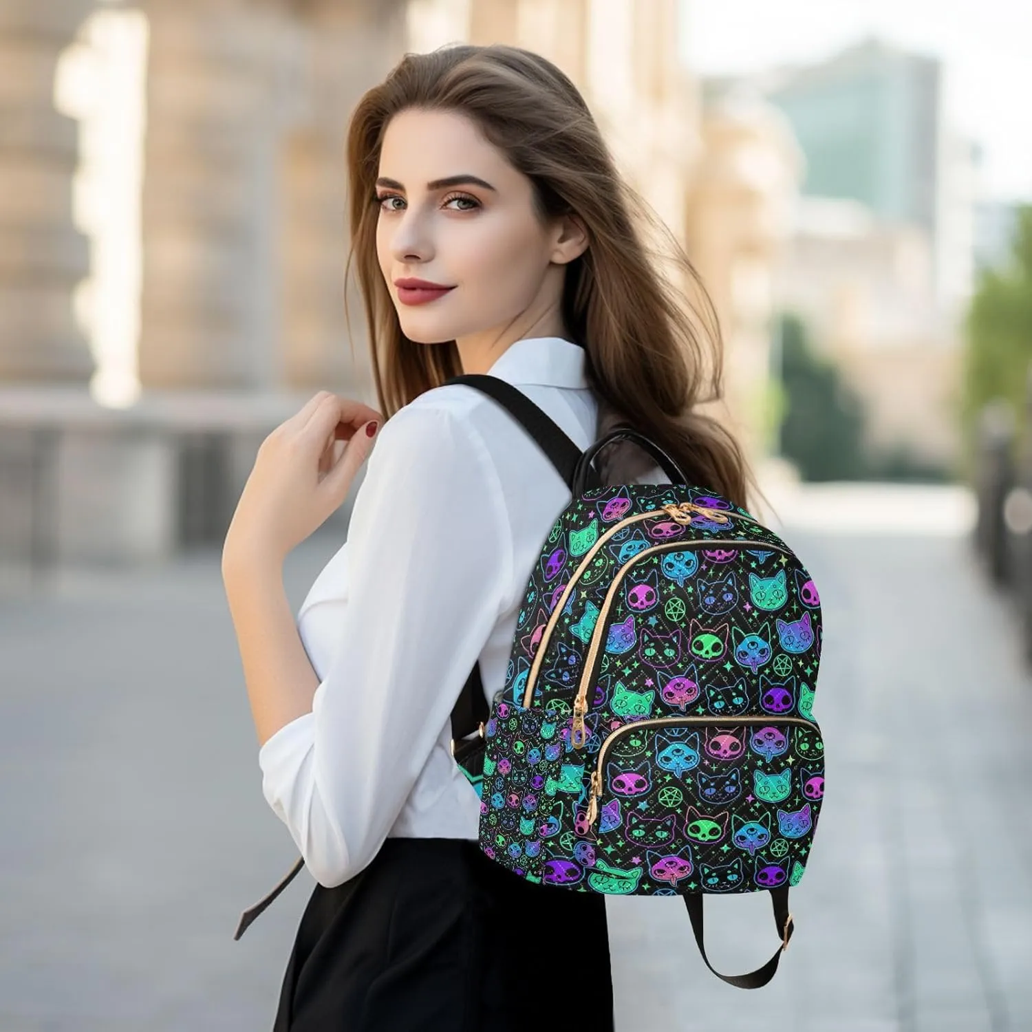 Demon Magic Devil Cats Women Travel Laptop Backpack Fashion Daypack Ladies Shoulder Bag for Casual Work