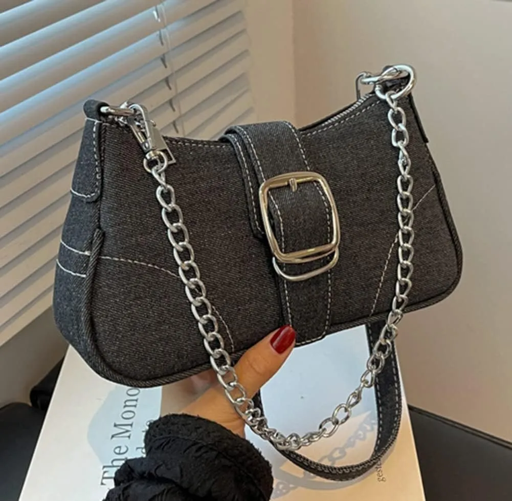 Denim Hobo Bag for Women Shoulder Crossbody Bag Small Totes Handbag Armpit Purse Top Handle Bag