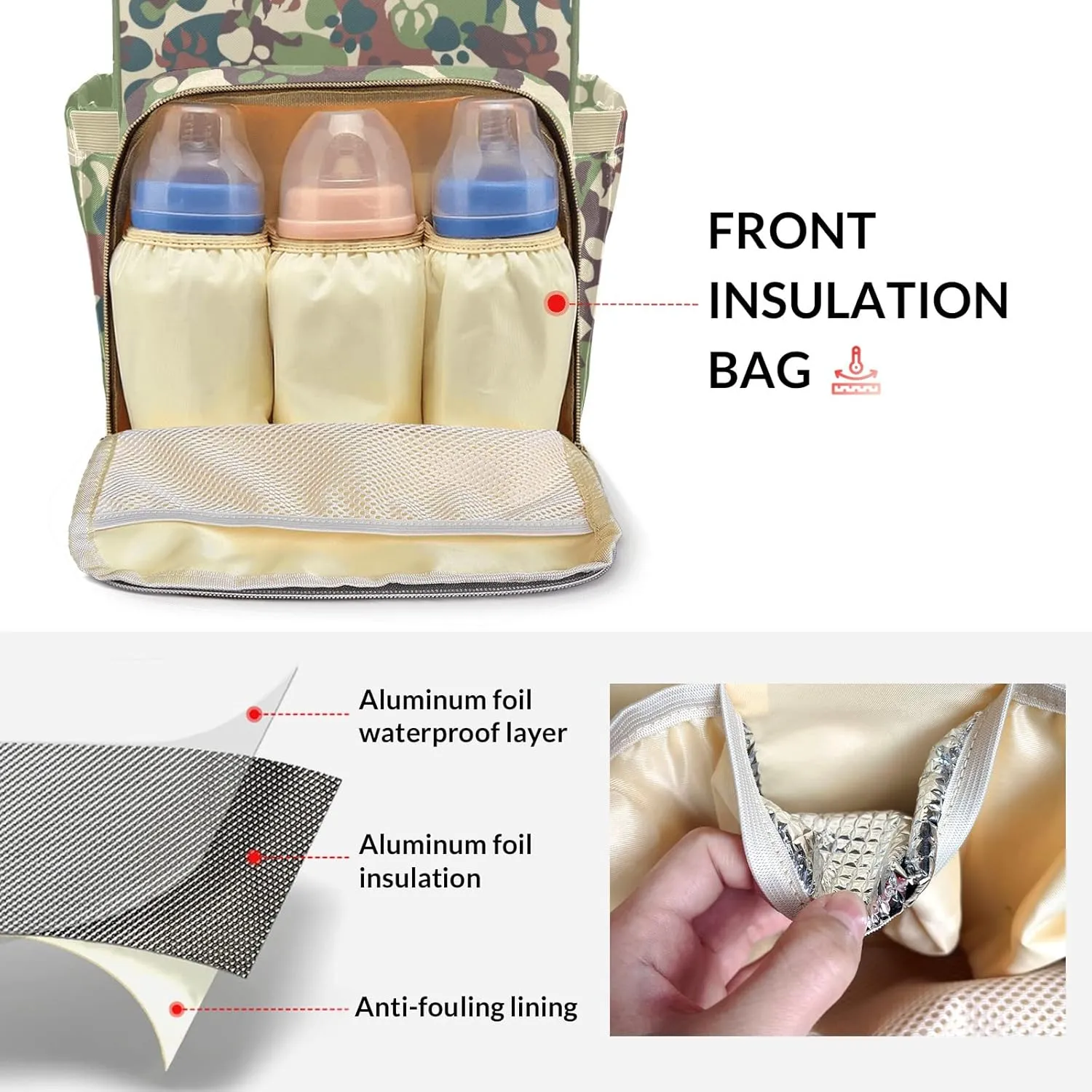 Dog Camouflage Mummy Bags Custom with Name Personalized Diaper Bags Backpack Presents