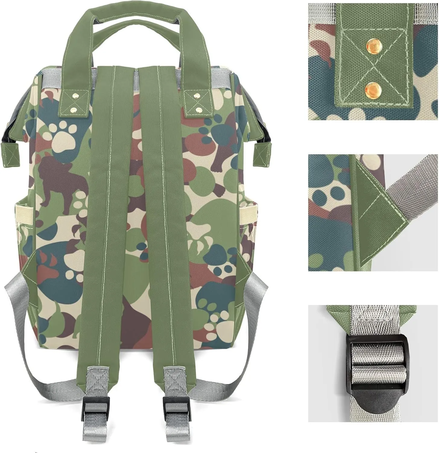 Dog Camouflage Mummy Bags Custom with Name Personalized Diaper Bags Backpack Presents