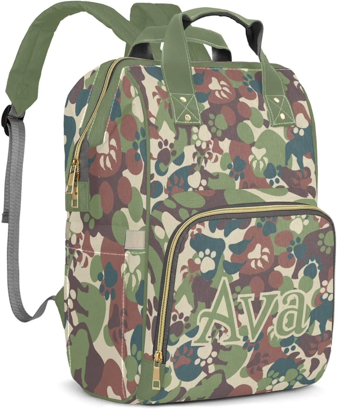 Dog Camouflage Mummy Bags Custom with Name Personalized Diaper Bags Backpack Presents