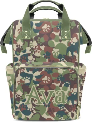Dog Camouflage Mummy Bags Custom with Name Personalized Diaper Bags Backpack Presents