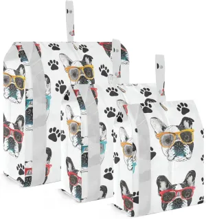 Dogs French Bulldog Packing Cubes for Suitcases 3 Set Expandable Compression Luggage Packing Organizers for Carry on Suitcase Travel Accessories Luggage Organizer Bags Set