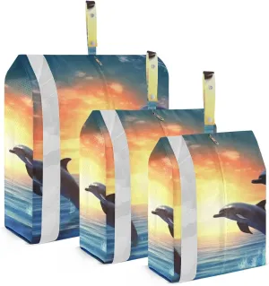 Dolphin Compression Packing Cubes, 3pcs Compressible Expandable Travel Packing Organizer, Travel Cubes for Suitcase Carry On