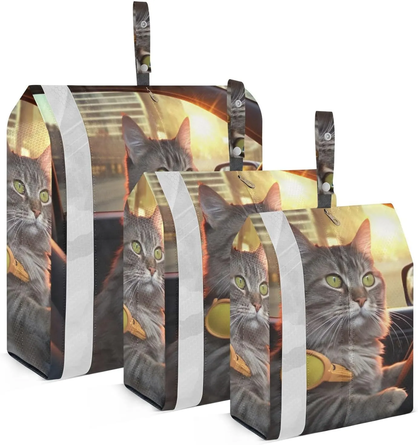 Driver Cat Compression Packing Cubes, 3pcs Compressible Expandable Travel Packing Organizer, Travel Cubes for Suitcase Carry On
