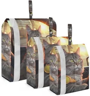 Driver Cat Compression Packing Cubes, 3pcs Compressible Expandable Travel Packing Organizer, Travel Cubes for Suitcase Carry On
