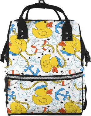 Ducks and Anchors Diaper Bag Backpack Large Capacity Multifunction with Insulated Pockets Waterproof Baby Diaper Bags Baby Travel Essentials for Dads, Moms, Newborns