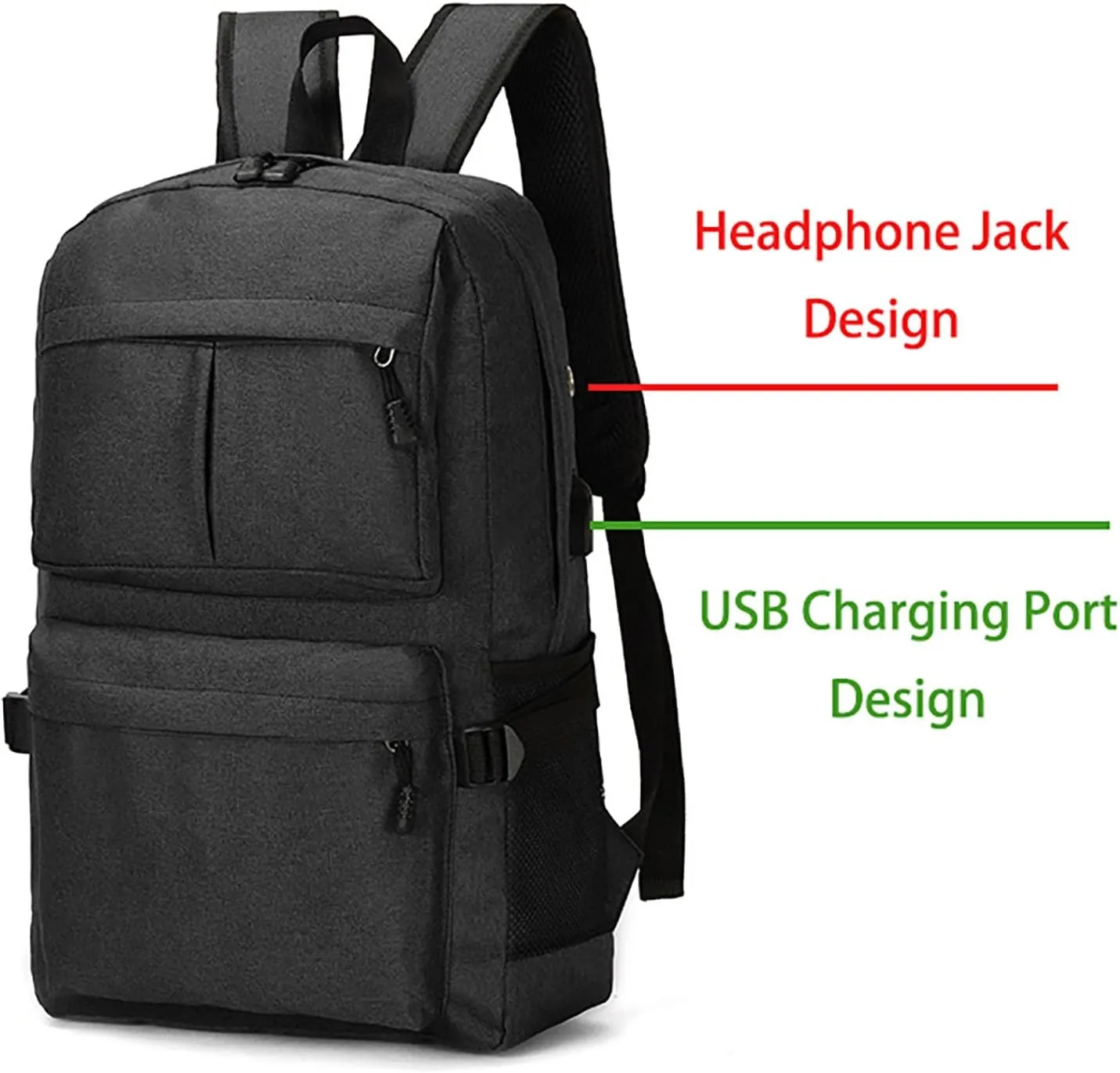 Durable Oxford Business Travel Backpack with 15.6-Inch Laptop Compartment (Black)