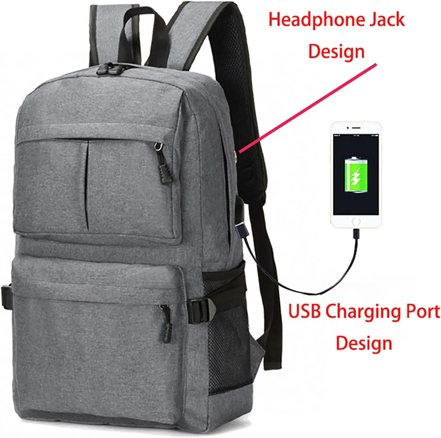 Durable Oxford Business Travel Backpack with 15.6-Inch Laptop Compartment (Grey)