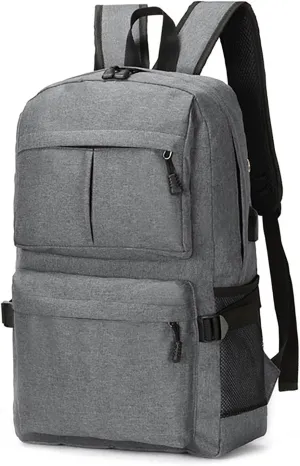 Durable Oxford Business Travel Backpack with 15.6-Inch Laptop Compartment (Grey)