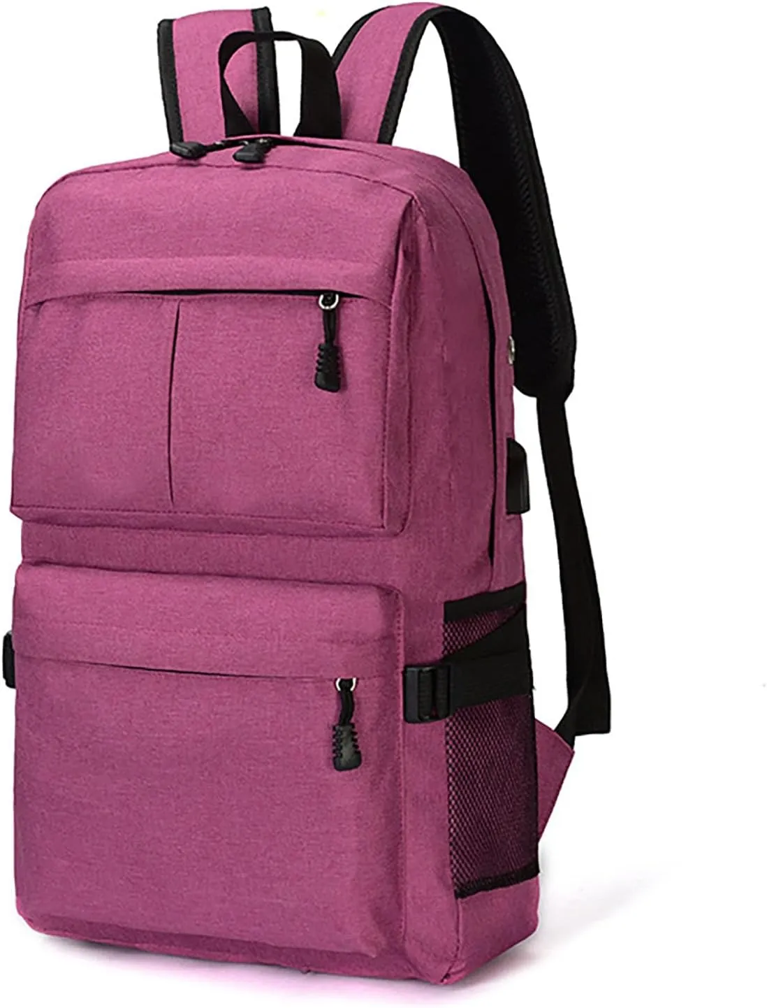 Durable Oxford Business Travel Backpack with 15.6-Inch Laptop Compartment (Rose Red)