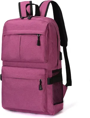 Durable Oxford Business Travel Backpack with 15.6-Inch Laptop Compartment (Rose Red)