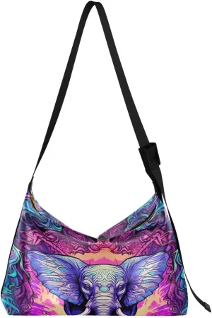 Elephant Mandala Boho Tote Bag for Women Large Hobo Bags Leather Crossbody Bags Leather Hobo Bags with Adjustable Strap for Travel Women