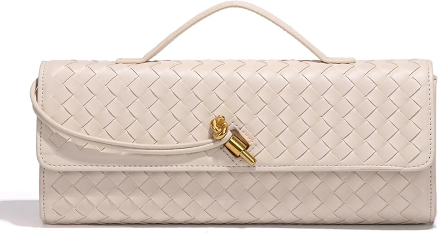 Evening Clutch Purses for Women Formal Handmade Woven Shoulder Handbag Fashion Leather Crossbody Bags for Women