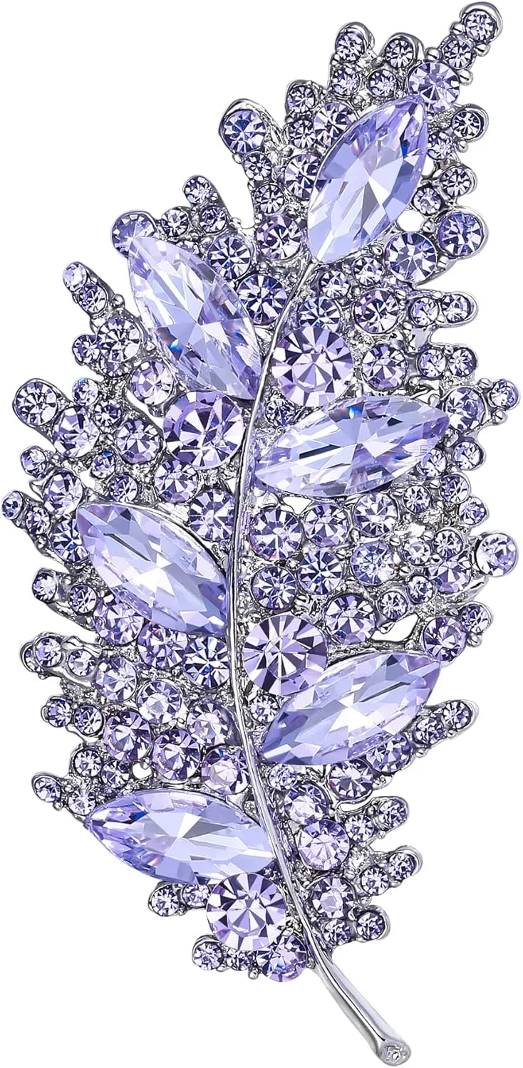 EVER FAITH Gala Round Austrian Crystal Brooch Pin, Vintage Inspired Leaf Marquise Brooches for Women