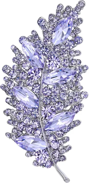 EVER FAITH Gala Round Austrian Crystal Brooch Pin, Vintage Inspired Leaf Marquise Brooches for Women