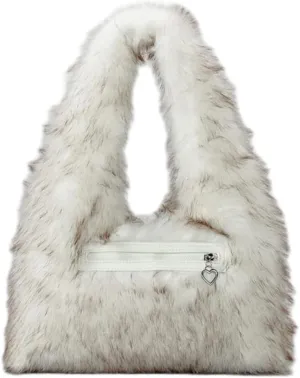 Faux Fur Hobo Bags for Women Fashion Fuzzy Shoulder Bag for Women Luxury Purse Slouchy Handbag Retro Tote Bag Fall Winter