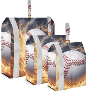 Fire Baseball Compression Packing Cubes, 3pcs Compressible Expandable Travel Packing Organizer, Travel Cubes for Suitcase Carry On
