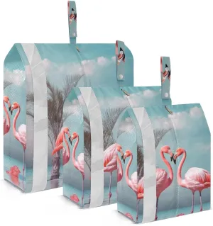 Flamingos Compression Packing Cubes, 3pcs Compressible Expandable Travel Packing Organizer, Travel Cubes for Suitcase Carry On