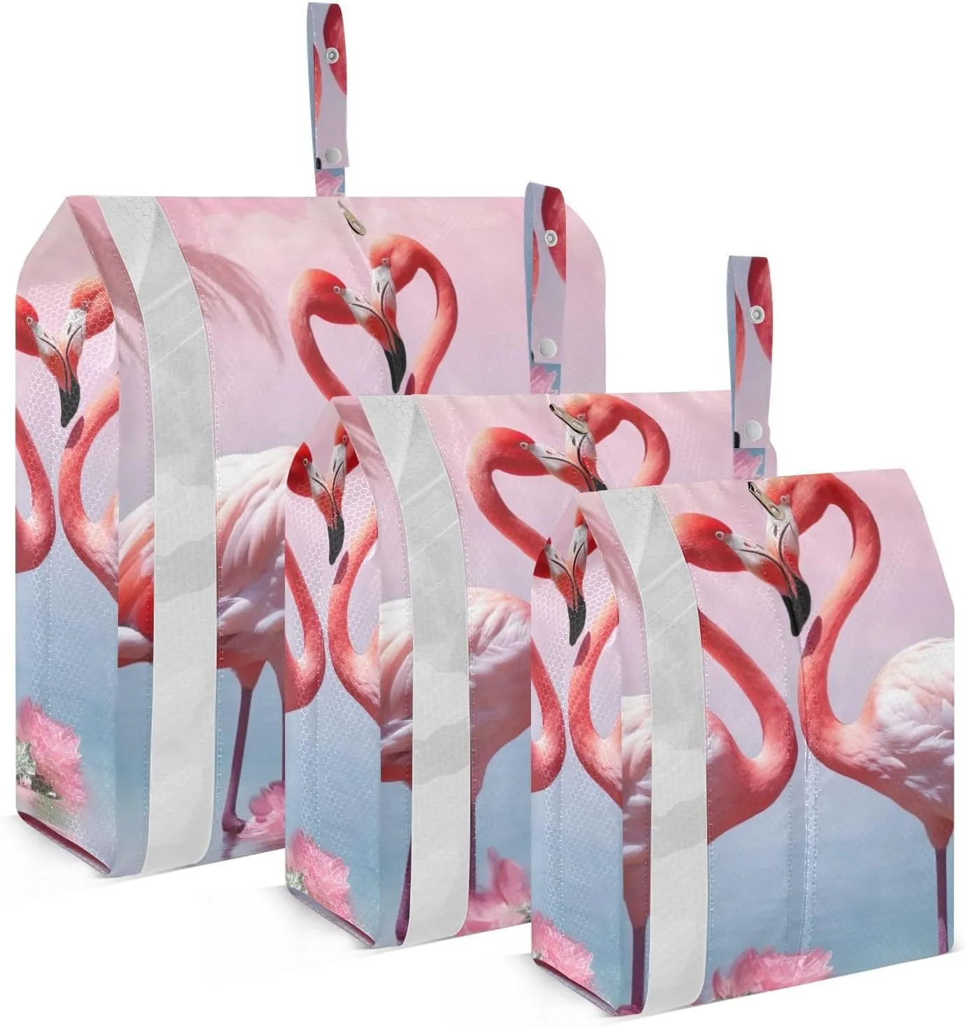 Flamingos Compression Packing Cubes, 3pcs Compressible Expandable Travel Packing Organizer, Travel Cubes for Suitcase Carry On