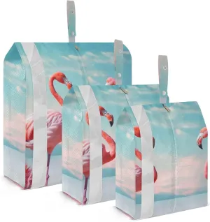 Flamingos Compression Packing Cubes, 3pcs Compressible Expandable Travel Packing Organizer, Travel Cubes for Suitcase Carry On