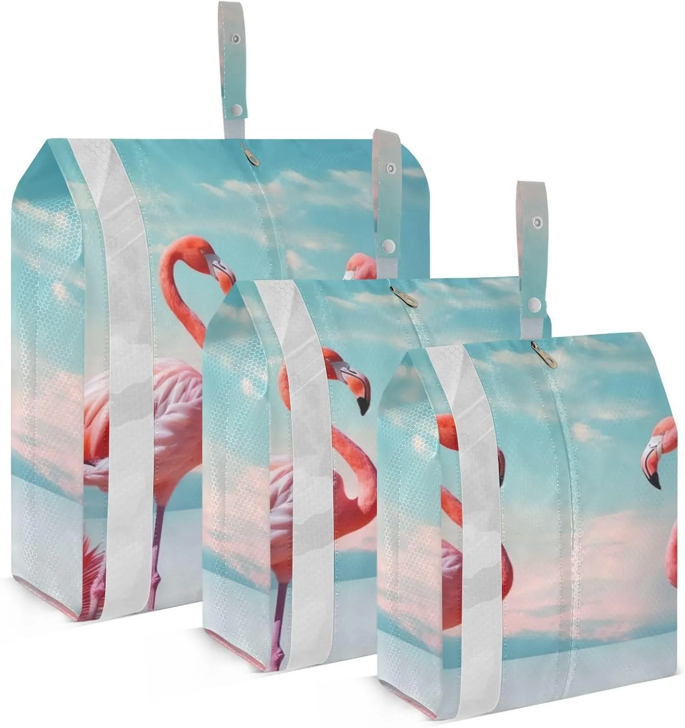 Flamingos Compression Packing Cubes, 3pcs Compressible Expandable Travel Packing Organizer, Travel Cubes for Suitcase Carry On