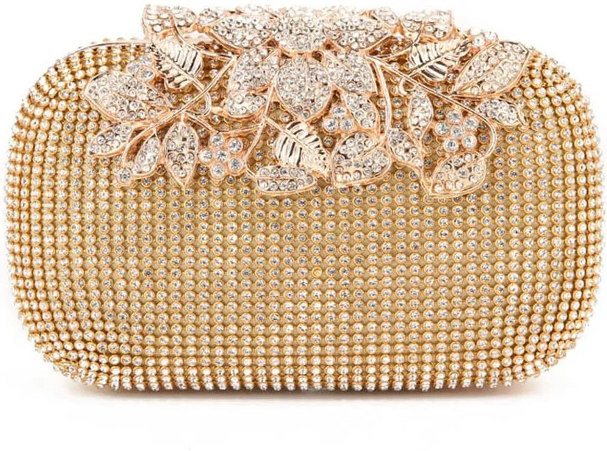 Flower Crystal Women Clutch Bags Evening Bags Wedding Handbag Rhinestones Party Purse