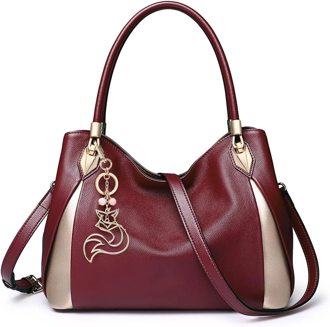 FOXLOVER Leather Handbags for Women, Genuine Leather Lady Top-handle Totes Women's Fashion Crossbody Bags Carryall Purses