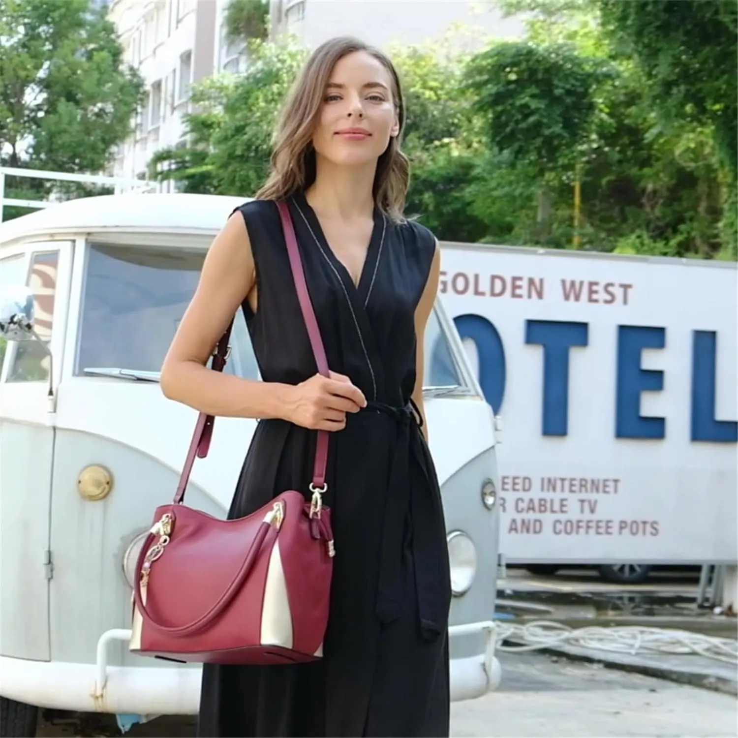 FOXLOVER Leather Handbags for Women, Genuine Leather Lady Top-handle Totes Women's Fashion Crossbody Bags Carryall Purses