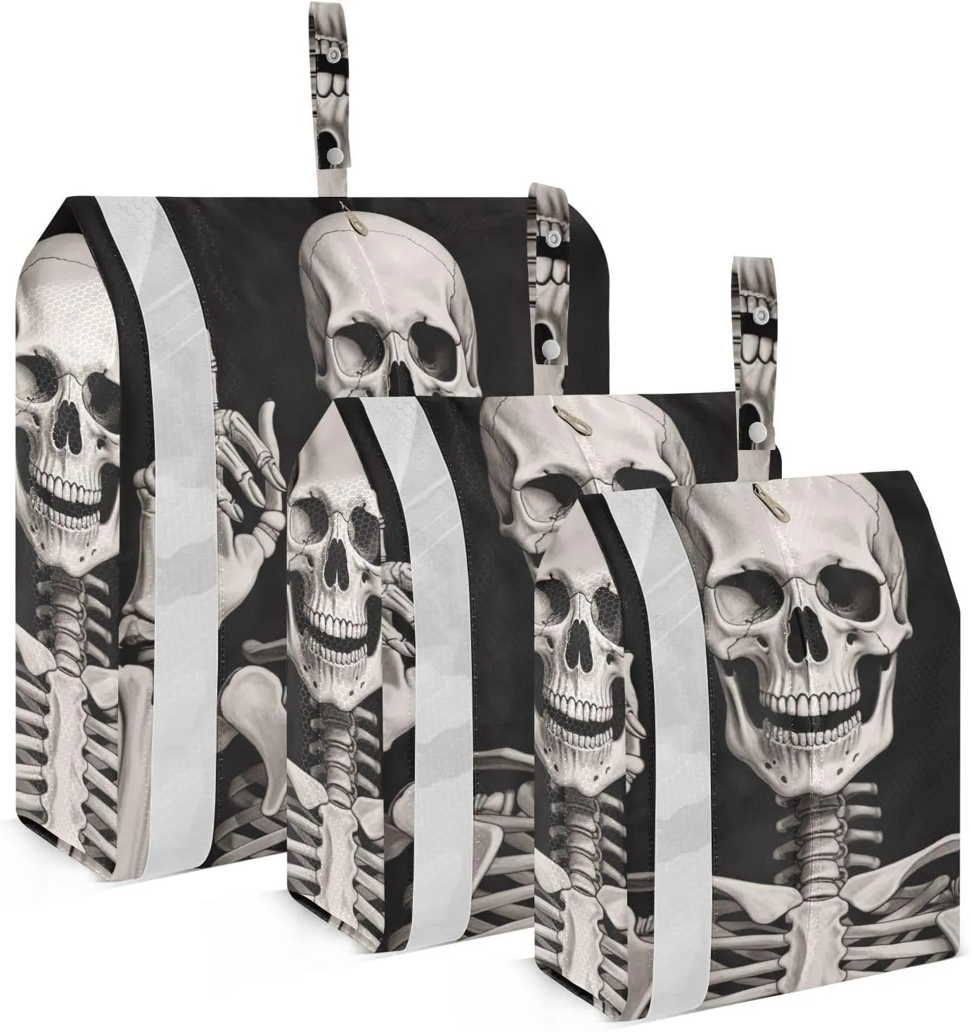 Funny Skeleton Compression Packing Cubes, 3pcs Compressible Expandable Travel Packing Organizer, Travel Cubes for Suitcase Carry On