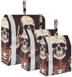 Funny Skeleton Compression Packing Cubes, 3pcs Compressible Expandable Travel Packing Organizer, Travel Cubes for Suitcase Carry On
