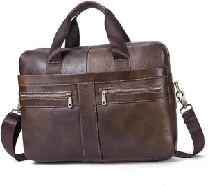 Gadpiparty Men's Business Briefcase Handbag Leather and Multiple Pockets for Travel and Work