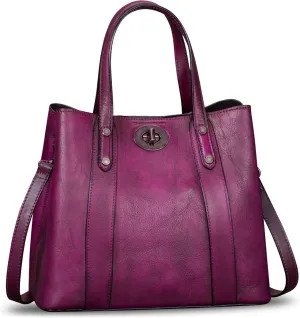 Genuine Leather Handbags for Women Satchel Purses Vintage Handmade Shoulder Bag Cowhide Top Handle Handbag Totes
