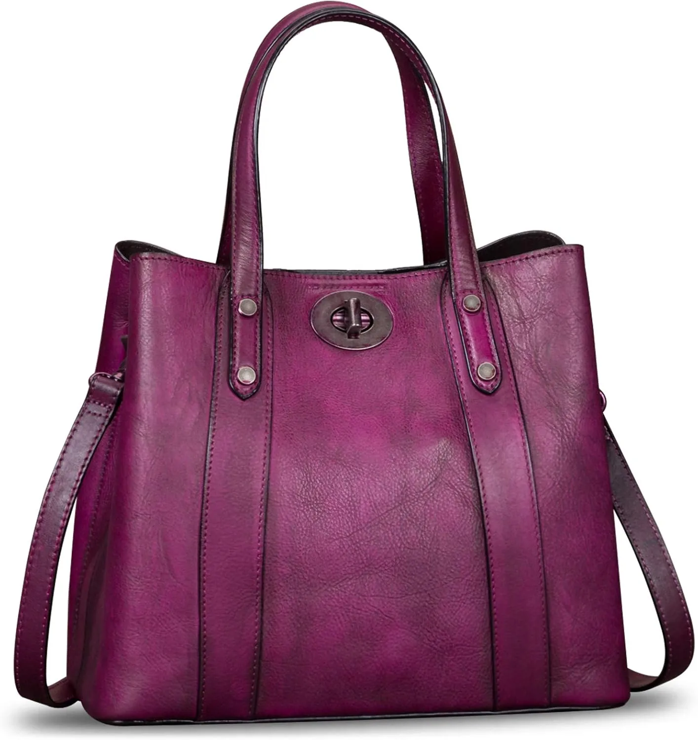 Genuine Leather Handbags for Women Satchel Purses Vintage Handmade Shoulder Bag Cowhide Top Handle Handbag Totes