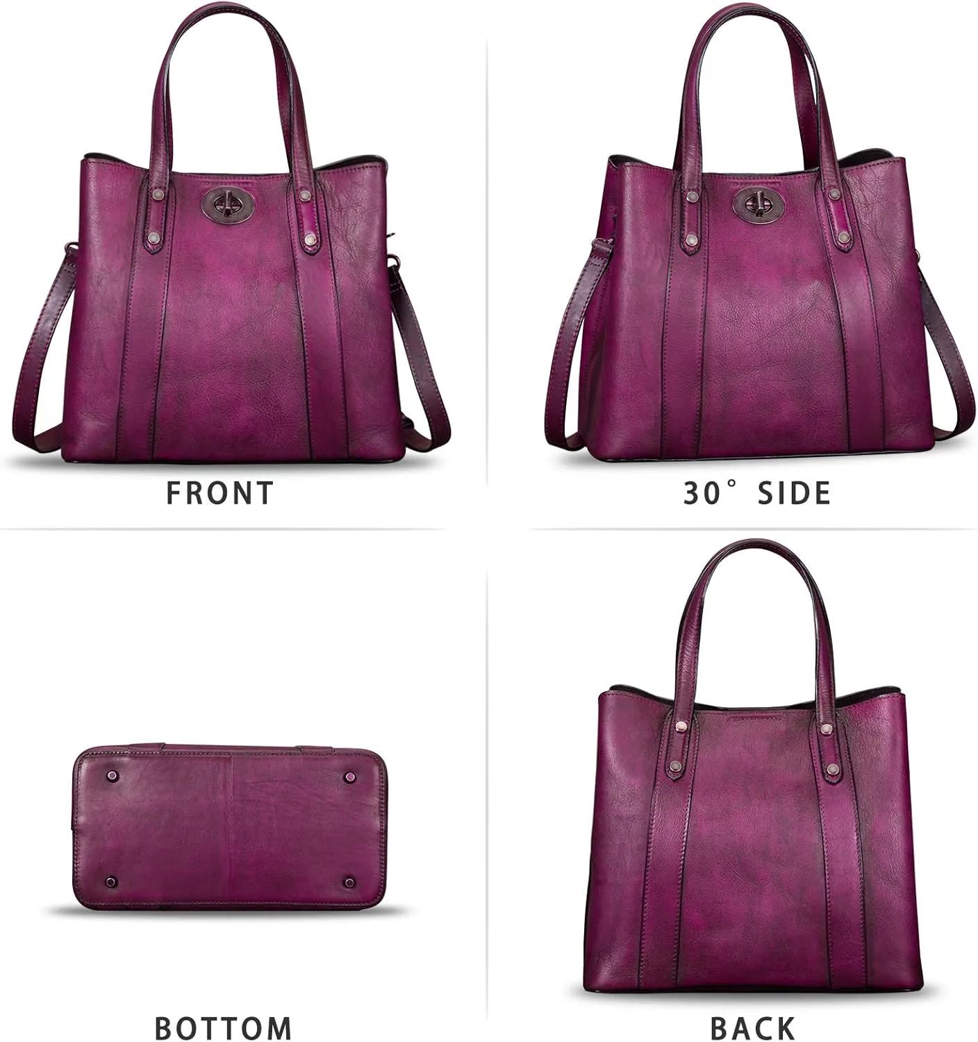 Genuine Leather Handbags for Women Satchel Purses Vintage Handmade Shoulder Bag Cowhide Top Handle Handbag Totes