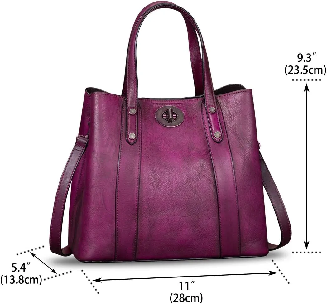 Genuine Leather Handbags for Women Satchel Purses Vintage Handmade Shoulder Bag Cowhide Top Handle Handbag Totes