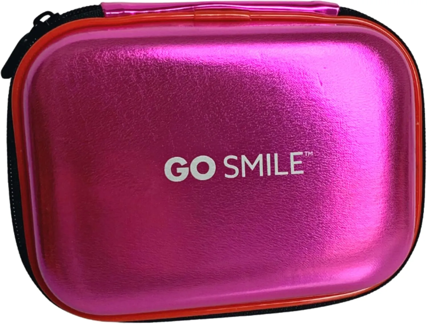 Go Smile Zip Up Hard Case Compact Toiletry Bag - Containers For Makeup & Dental Care Travel Essentials With Storage Pockets, Travel Accessories Luggage Organizer Gifts For Women & Men, Metallic Pink