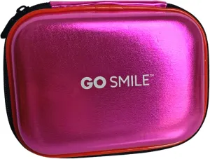 Go Smile Zip Up Hard Case Compact Toiletry Bag - Containers For Makeup & Dental Care Travel Essentials With Storage Pockets, Travel Accessories Luggage Organizer Gifts For Women & Men, Metallic Pink