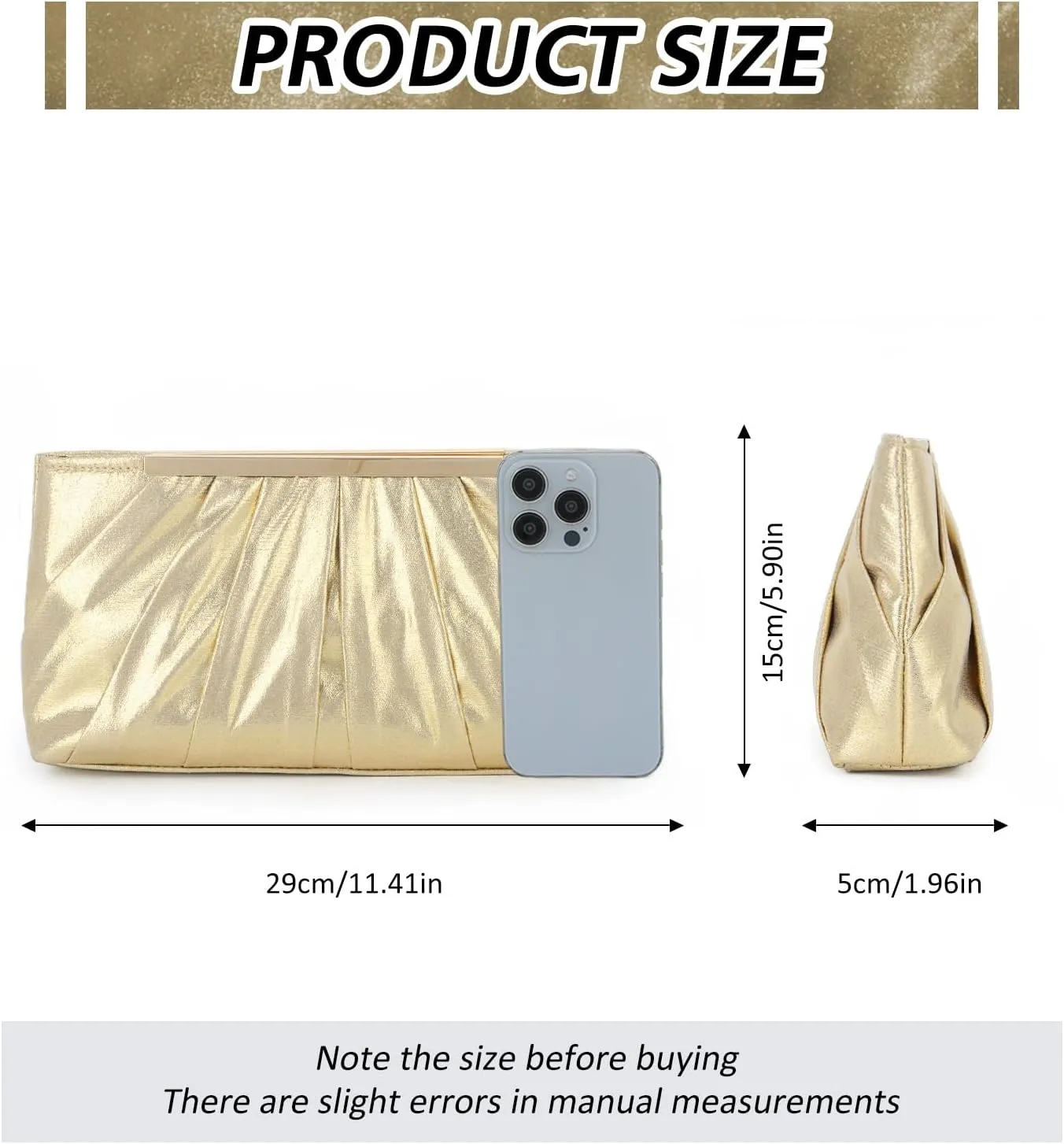 GOKTOW Nude Clutch Purses,Pleated Satin Evening Bags for Women Bridal Wedding Formal