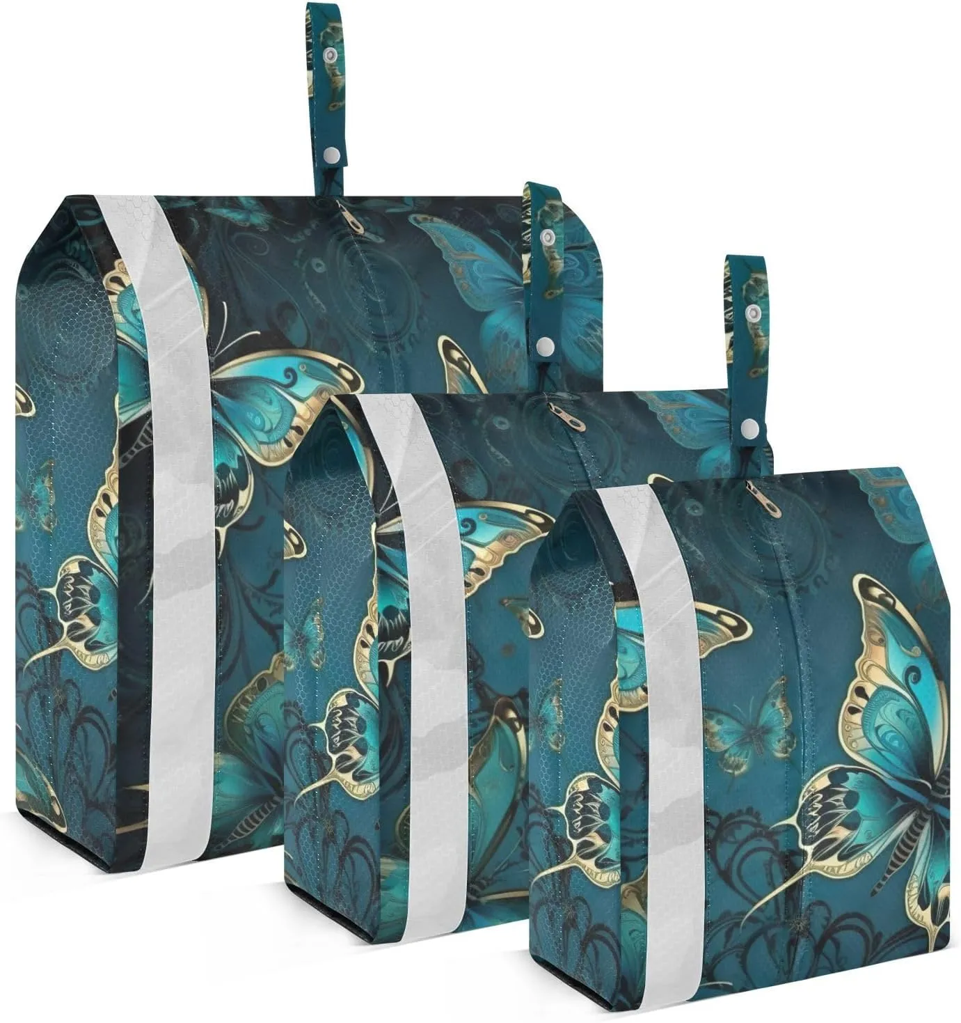 Gold Butterfly Compression Packing Cubes, 3pcs Compressible Expandable Travel Packing Organizer, Travel Cubes for Suitcase Carry On