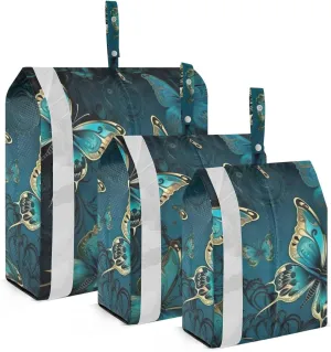 Gold Butterfly Compression Packing Cubes, 3pcs Compressible Expandable Travel Packing Organizer, Travel Cubes for Suitcase Carry On