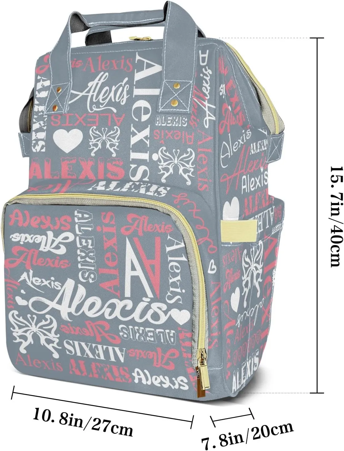 Gray Mummy Bags Custom with Name Personalized Diaper Bags Backpack Presents