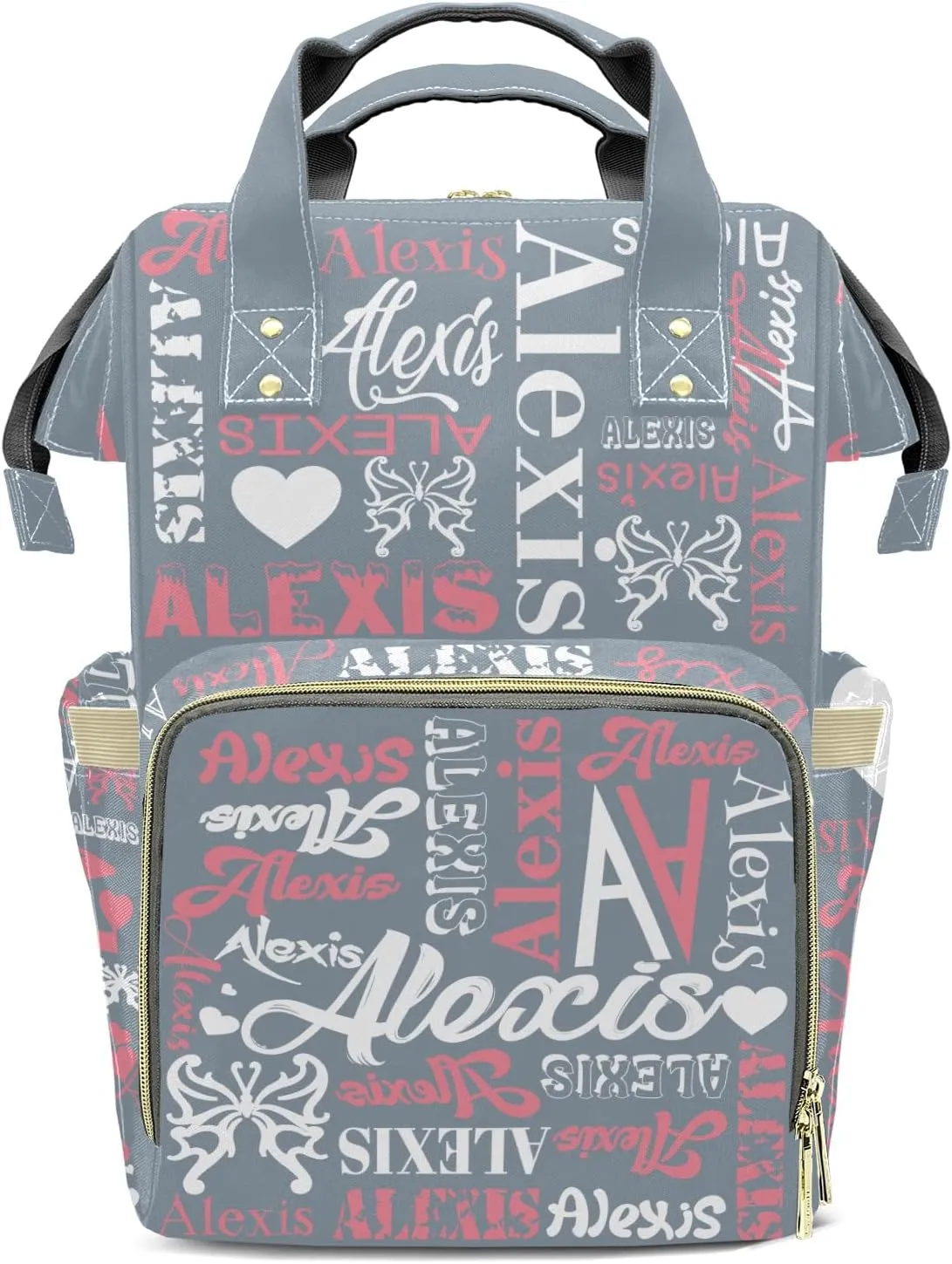 Gray Mummy Bags Custom with Name Personalized Diaper Bags Backpack Presents