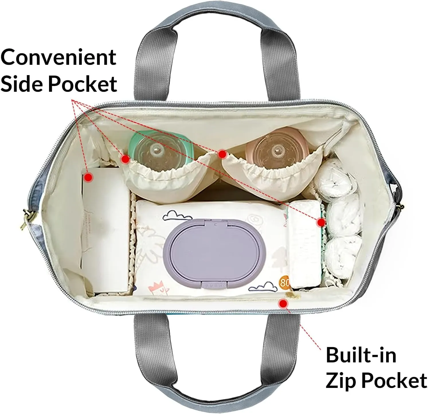 Gray Mummy Bags Custom with Name Personalized Diaper Bags Backpack Presents