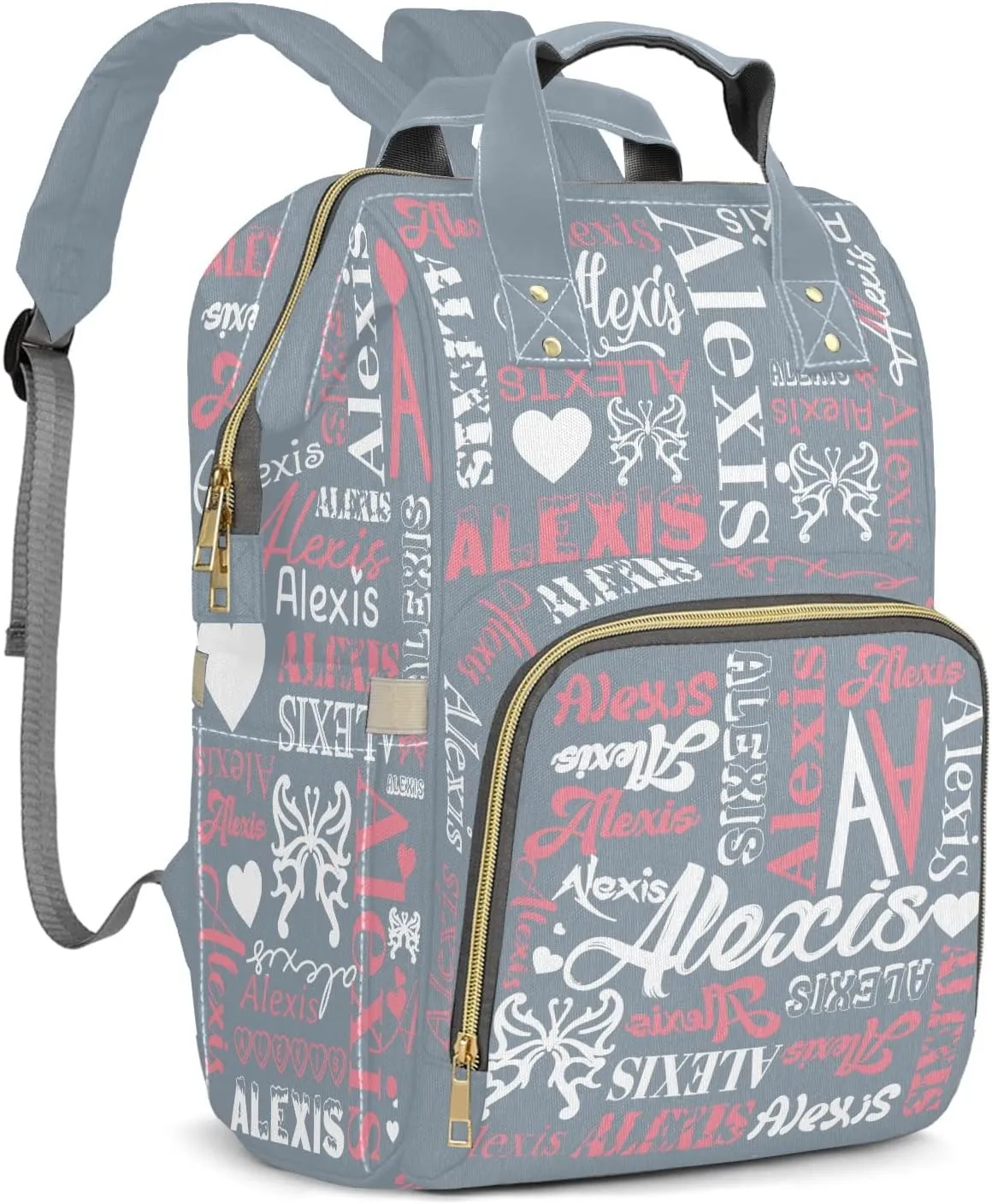 Gray Mummy Bags Custom with Name Personalized Diaper Bags Backpack Presents