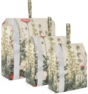 Herbal Wildflower Compression Packing Cubes, 3pcs Compressible Expandable Travel Packing Organizer, Travel Cubes for Suitcase Carry On