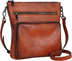 HESHE Leather Purses for Women Trendy Crossbody Bag Satchel Handbags Multi Pocket Cross Body Purses