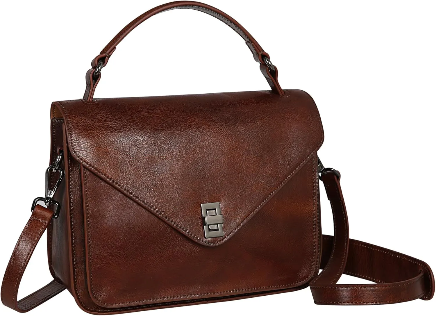 HESHE Leather Shoulder Bags for Women Satchel Handbags Top Handle Purse Crossbody Purses Messenger Bag for Casual