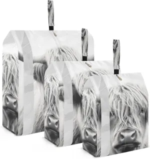 Highland Cow Compression Packing Cubes, 3pcs Compressible Expandable Travel Packing Organizer, Travel Cubes for Suitcase Carry On