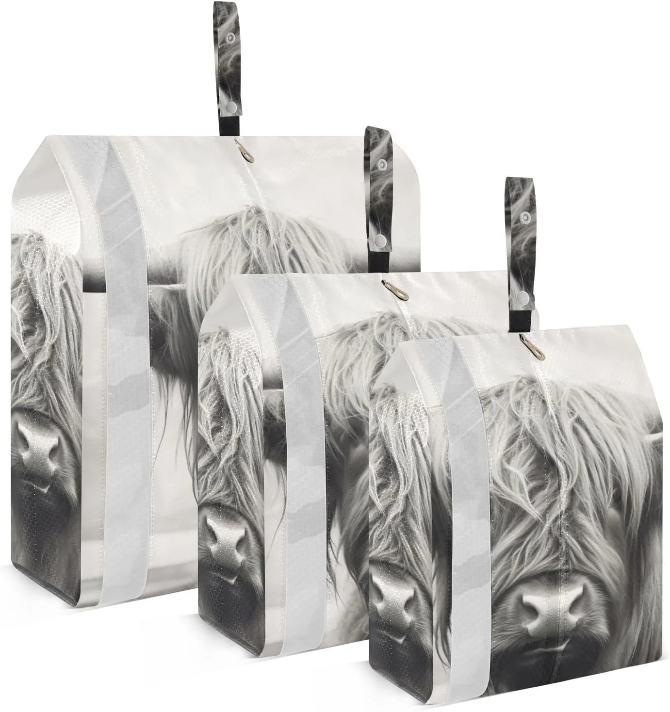 Highland Cow Compression Packing Cubes, 3pcs Compressible Expandable Travel Packing Organizer, Travel Cubes for Suitcase Carry On